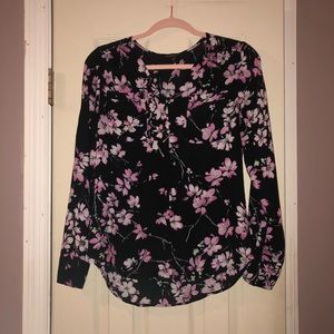 Express Button-Down Blouse with Floral Pattern